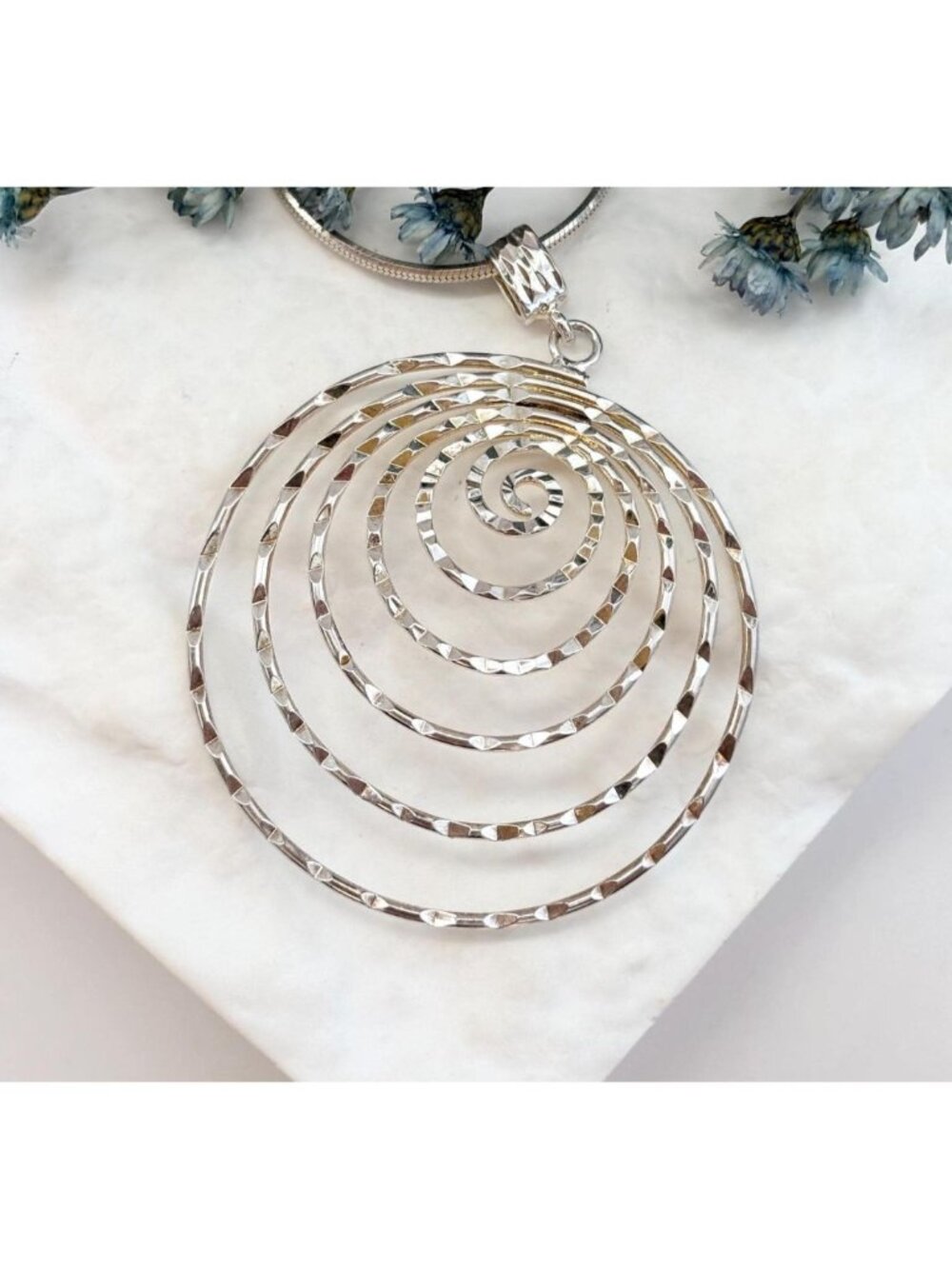 Italian Made Swirly Round Chain Vintage Sterling Silver 925 Necklace - 24"